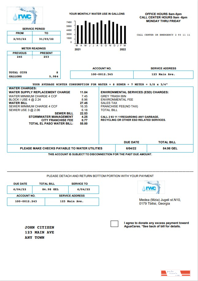 Georgia RWC water bill